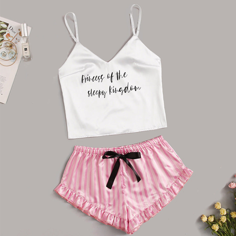 Women's striped printed alphabet underwear