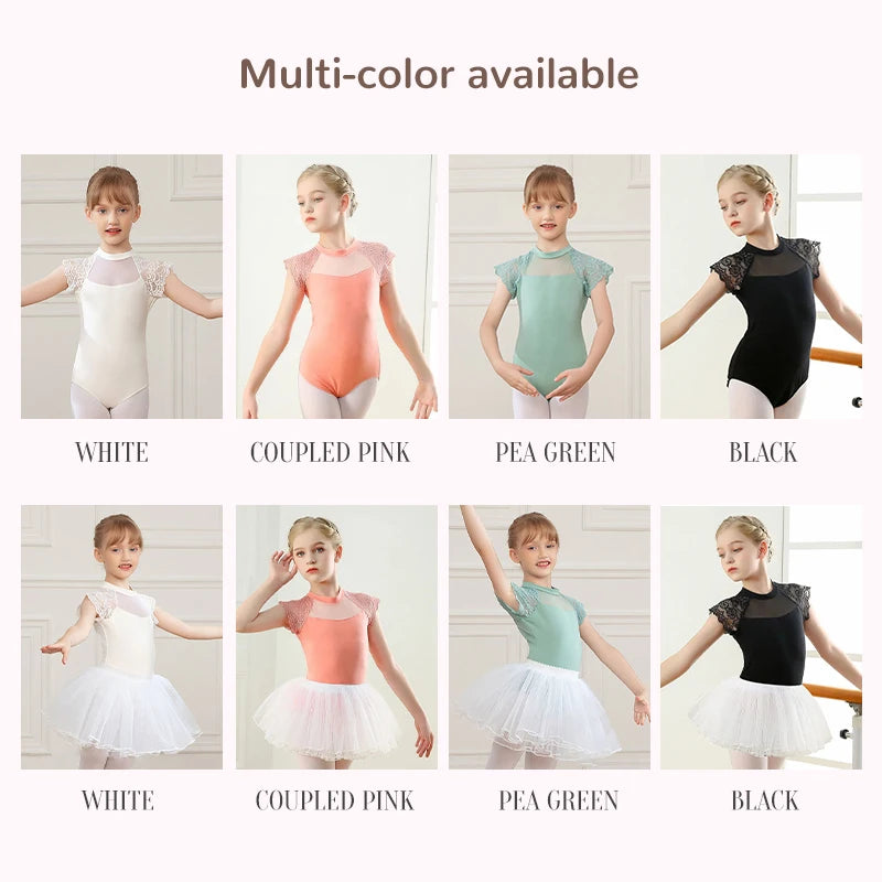 Girls dance clothes, children summer ballet practice clothes, lace patchwork dance practice/grading dance clothes body clothes