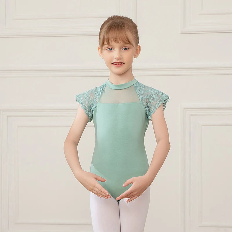 Girls dance clothes, children summer ballet practice clothes, lace patchwork dance practice/grading dance clothes body clothes