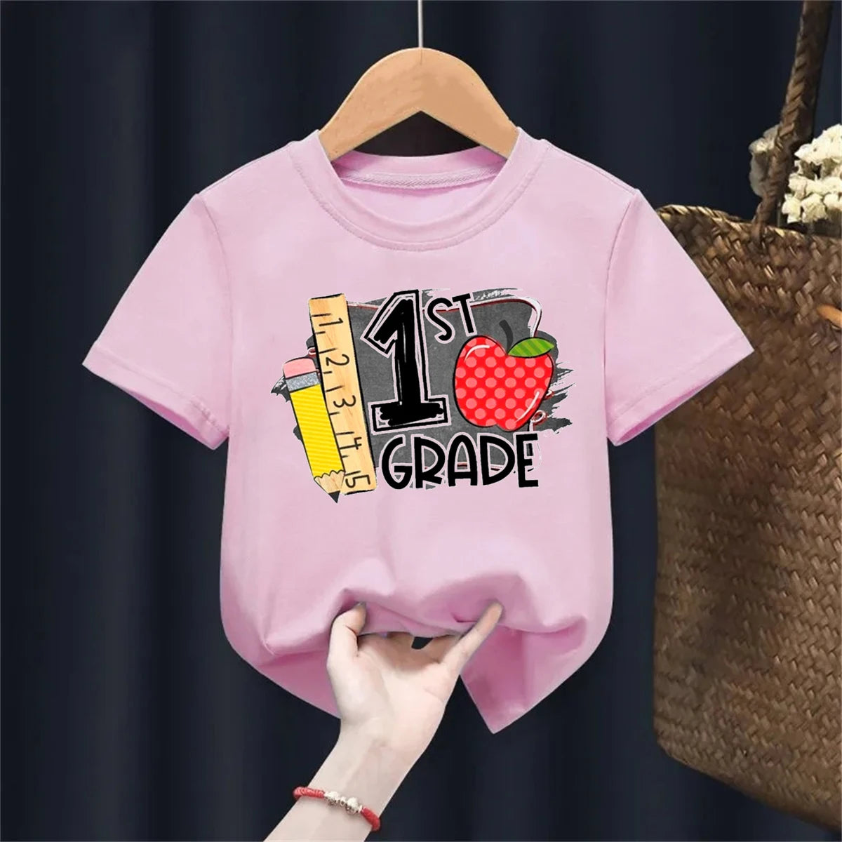2024 Hello First Grade Kids T-Shirt Children Back To School Shirt Boy Girl Clothes First Day of School Shirts Kid 1st Grade Gift