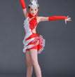 2020 new children Latin Dance Skirt Costume Contest costumes girls clothes tassels grading dancing dress diamond suit