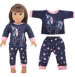 Doll Clothes Pajamas  For 43cm Baby New Born&American 18 Inch Girl Doll Unicorn Shark Cartoon Clothes Suit For Generation Doll