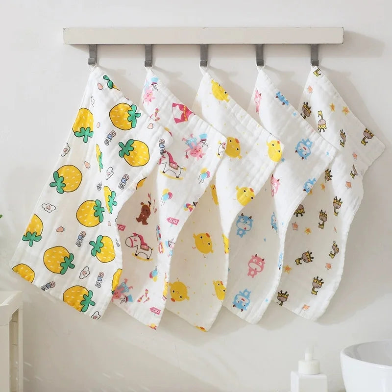Grade A 100% Cotton 6-Layers Gauze Children Towel Wrinkled Yarn Baby Bib Burp Clothes 25*50cm*1pc Absorbent Kid Adult Hand Towel