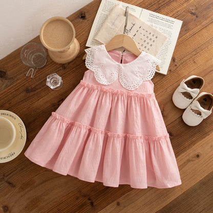 Sweet Solid Color Baby Girl Dress Summer New Children'S Sleeveless Clothes (9 Months -4 Years Old)