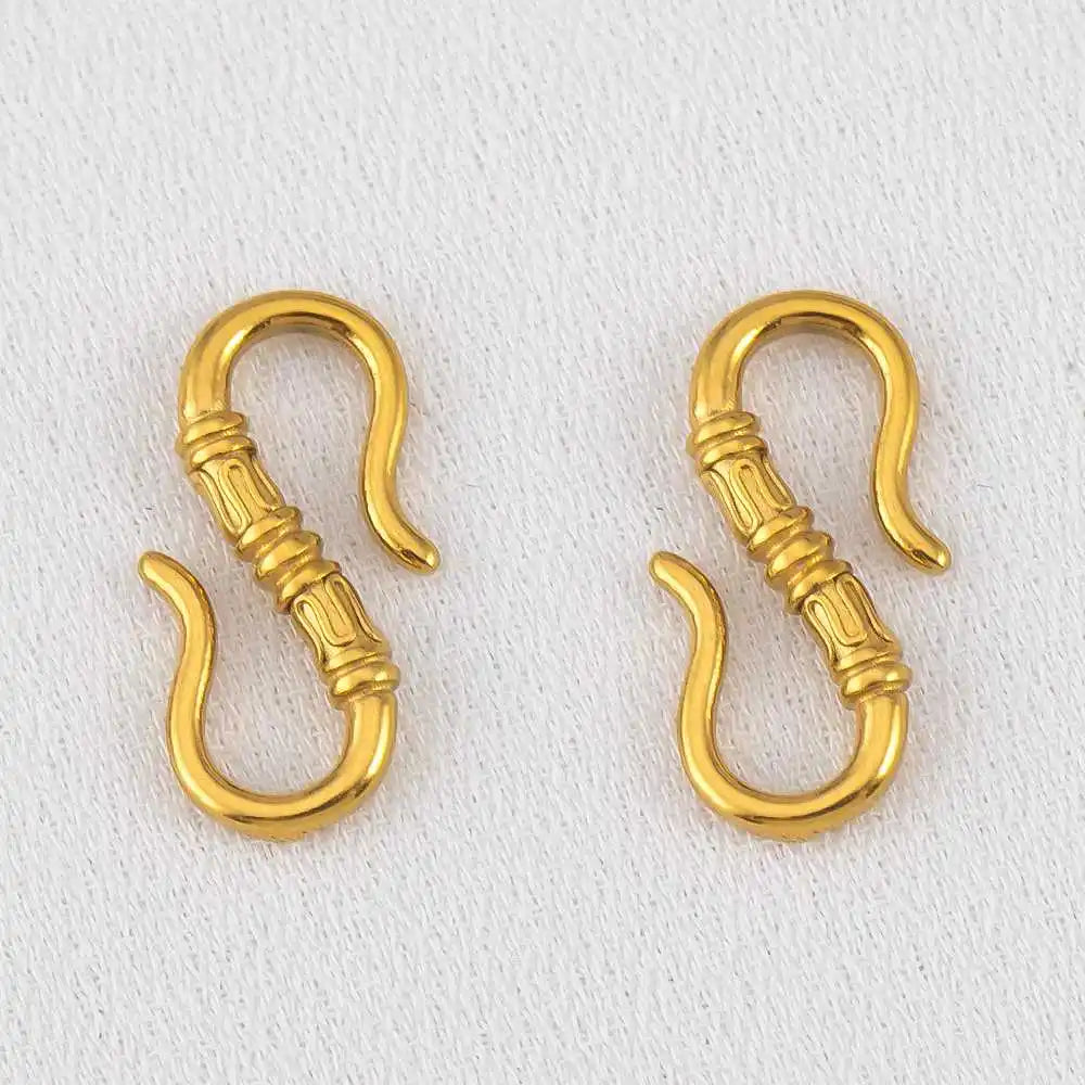 2pcs Stainless Steel Gold Plated Hand-Shape Boat Anchor S-shaped Connection Buckle for DIY Bracelet Clasps Jewelry Accessories