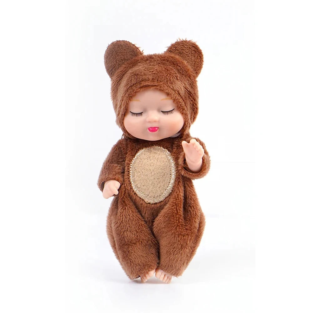 1/6 Pcs 4 Inch Mini Reborn Baby Dolls Toy Set Realistic Baby Doll with Cute Animal Clothes Gifts for Birthday Christmas Exquisit
