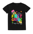 Hello First Grade Summer Children's Top Pencil Pattern Printed Short Sleeve Shirt Kids Back To School Shirts Clothes