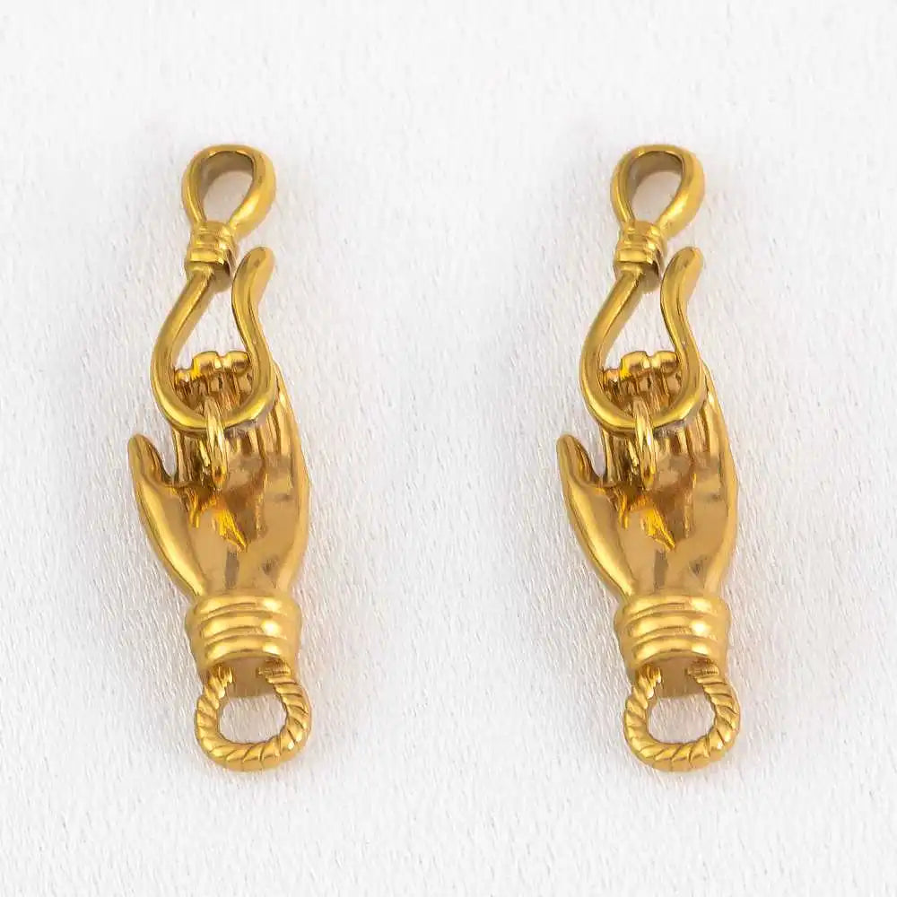2pcs Stainless Steel Gold Plated Hand-Shape Boat Anchor S-shaped Connection Buckle for DIY Bracelet Clasps Jewelry Accessories