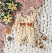 Baby Girl's All Seasons Long Sleeve Print Floral With Bow Daily Jumpsuit For Newborn-6M Clothes +Headband