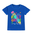 Hello First Grade Summer Children's Top Pencil Pattern Printed Short Sleeve Shirt Kids Back To School Shirts Clothes