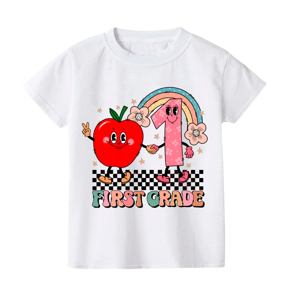 Hello First Grade Kids T-Shirt Children Back To School Shirt Boy Girl Clothes First Day of School Shirts Kid 1st Grade Gift Tee