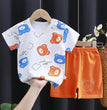 Cartoon Printed Clothing Pure Cotton Home Clothes 2 Piece Suits Toddler Fashion Cute Casual Tracksuits Contrast T-shirt+Shorts