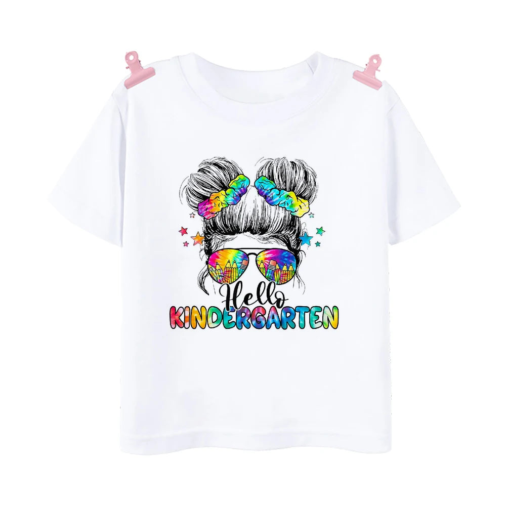 Hello 2nd Grade Printed Girls T-shirt Tops 1-5 Grade Kindergarten Child Back To School Outfit  T Shirt Girl Summer Tees Clothes