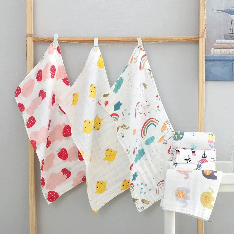 Grade A 100% Cotton 6-Layers Gauze Children Towel Wrinkled Yarn Baby Bib Burp Clothes 25*50cm*1pc Absorbent Kid Adult Hand Towel