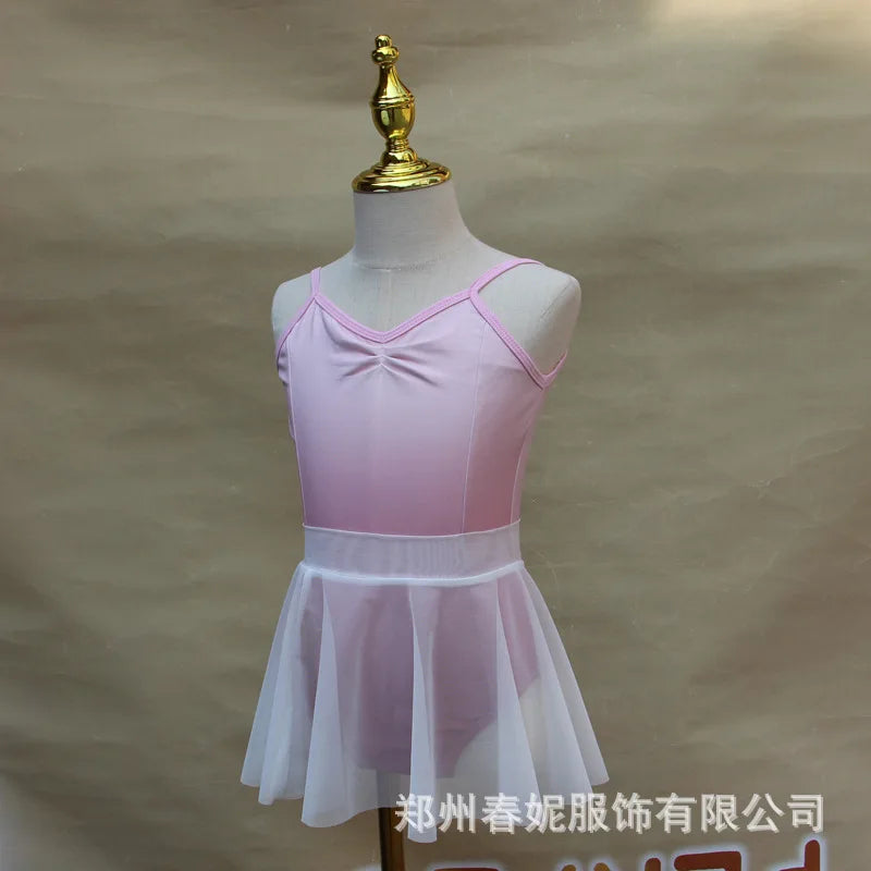 Children Dance Clothes Girls Gradient Summer Suspender Practice Clothes Art Test-grade Onesie Chinese Dance Body Clothes