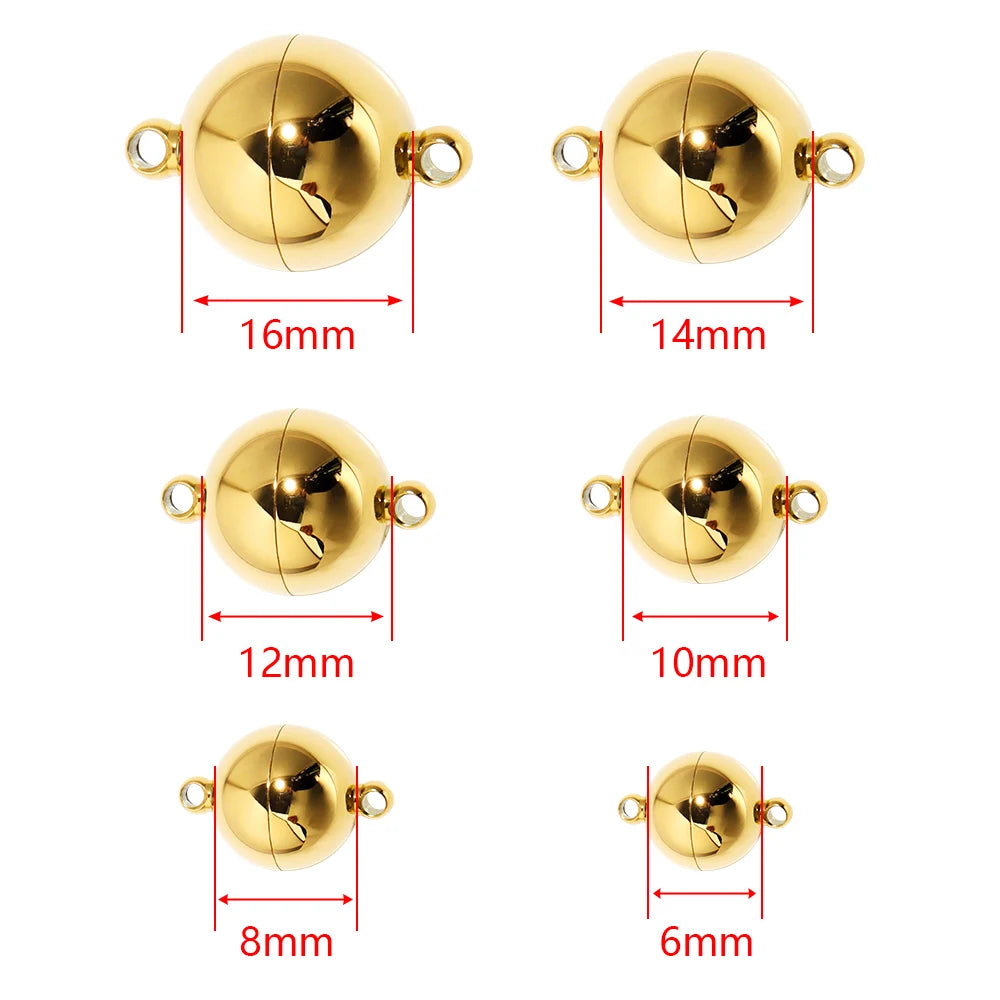 2pcs/lot Round Stainless Steel Magnetic Clasps For Leather Cord Bracelet Necklace Magnet End Clasp Connectors DIY Jewelry Making