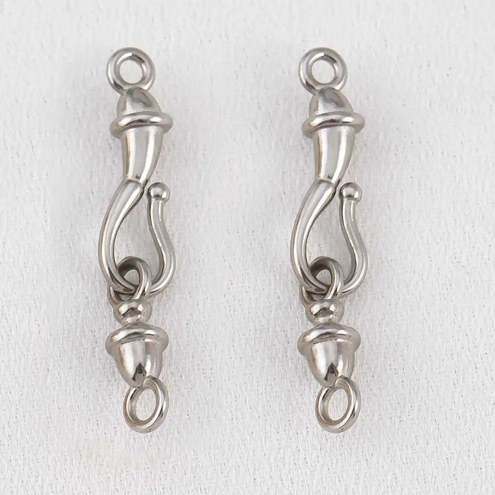 2pcs Stainless Steel Gold Plated Hand-Shape Boat Anchor S-shaped Connection Buckle for DIY Bracelet Clasps Jewelry Accessories