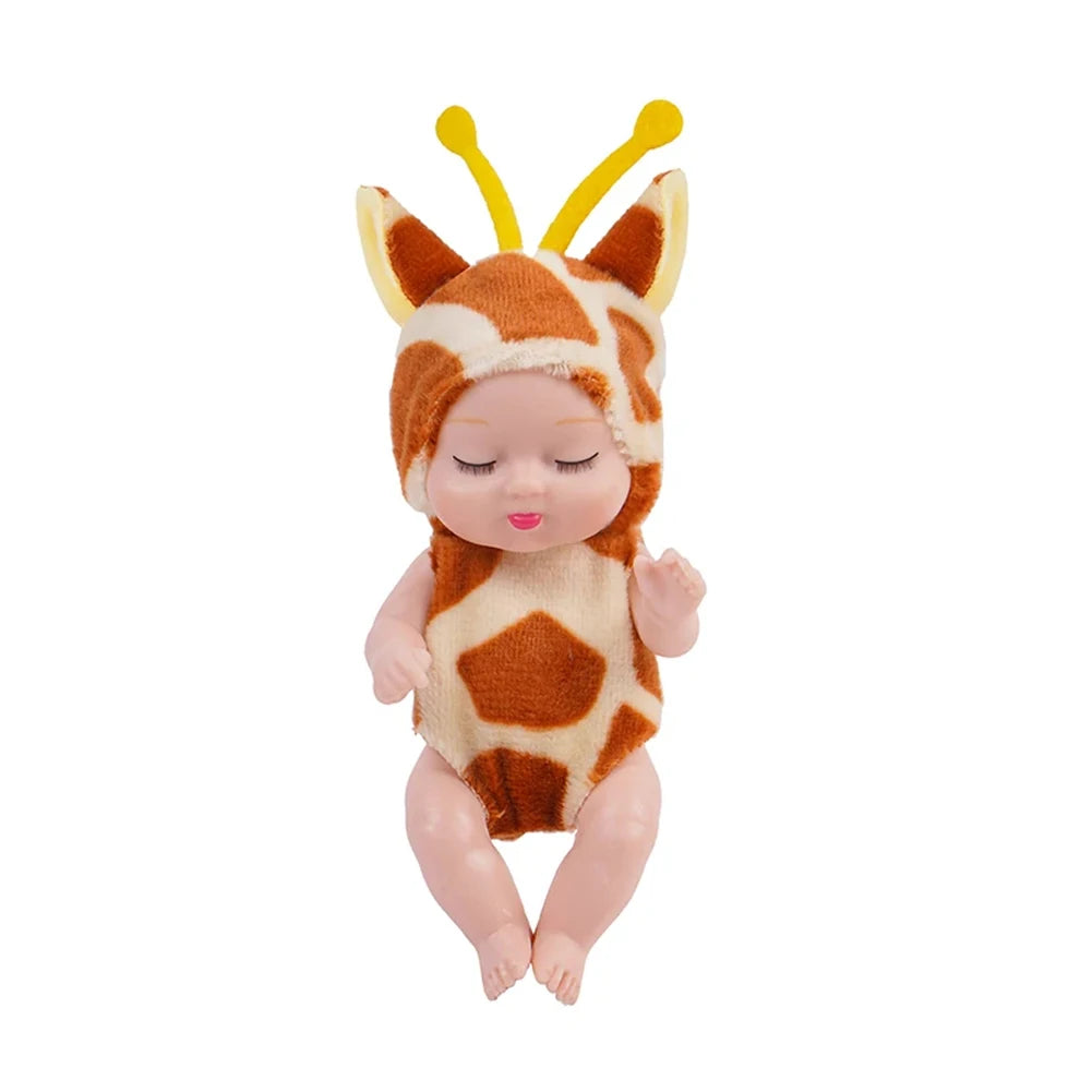 1/6 Pcs 4 Inch Mini Reborn Baby Dolls Toy Set Realistic Baby Doll with Cute Animal Clothes Gifts for Birthday Christmas Exquisit