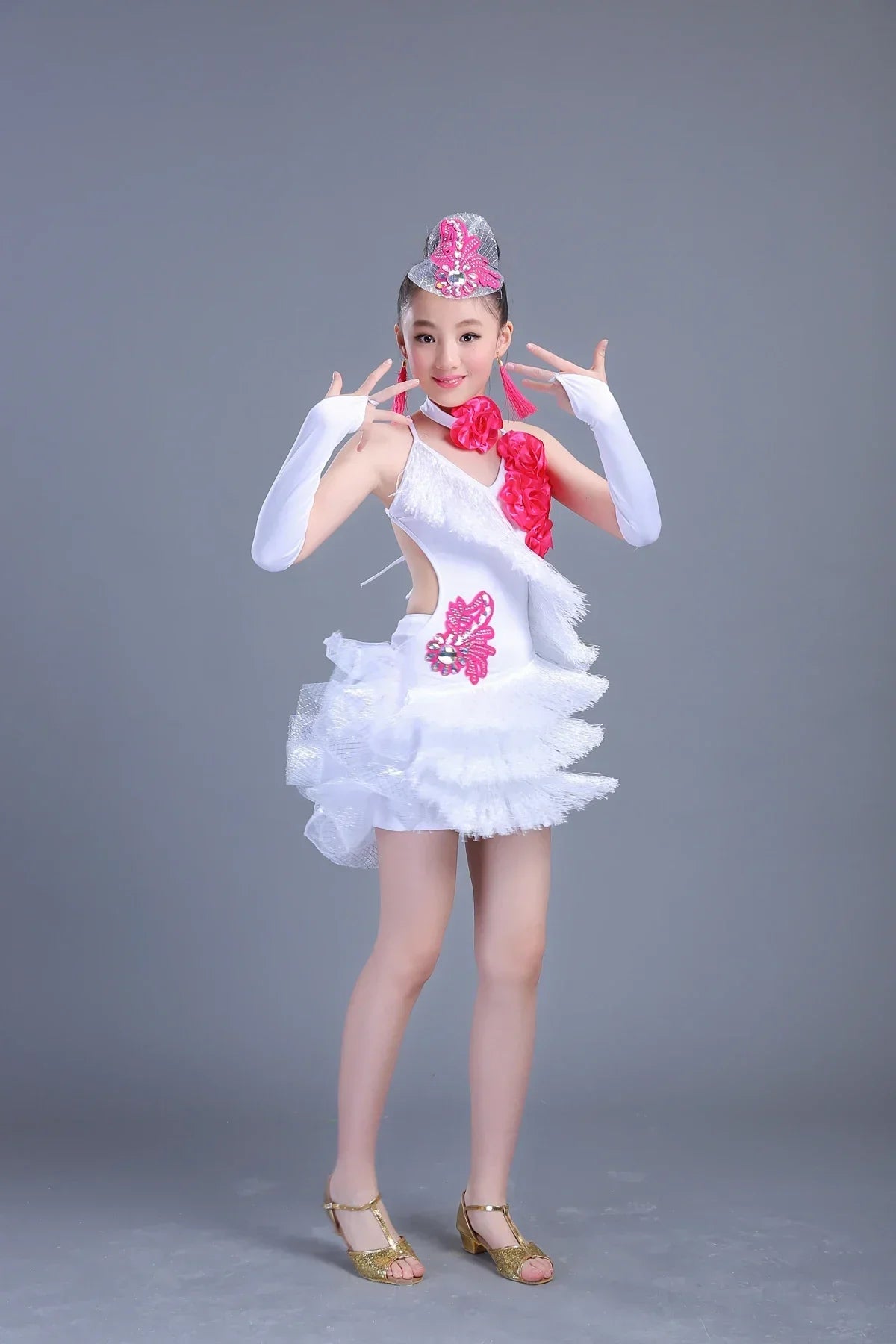2020 new children Latin Dance Skirt Costume Contest costumes girls clothes tassels grading dancing dress diamond suit