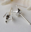 Solid 925 Sterling Silver Snaptite Stud Earring Post 4 Prongs Snap in Setting for Round Stones and Crystals ,1pair