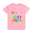 Hello First Grade Summer Children's Top Pencil Pattern Printed Short Sleeve Shirt Kids Back To School Shirts Clothes