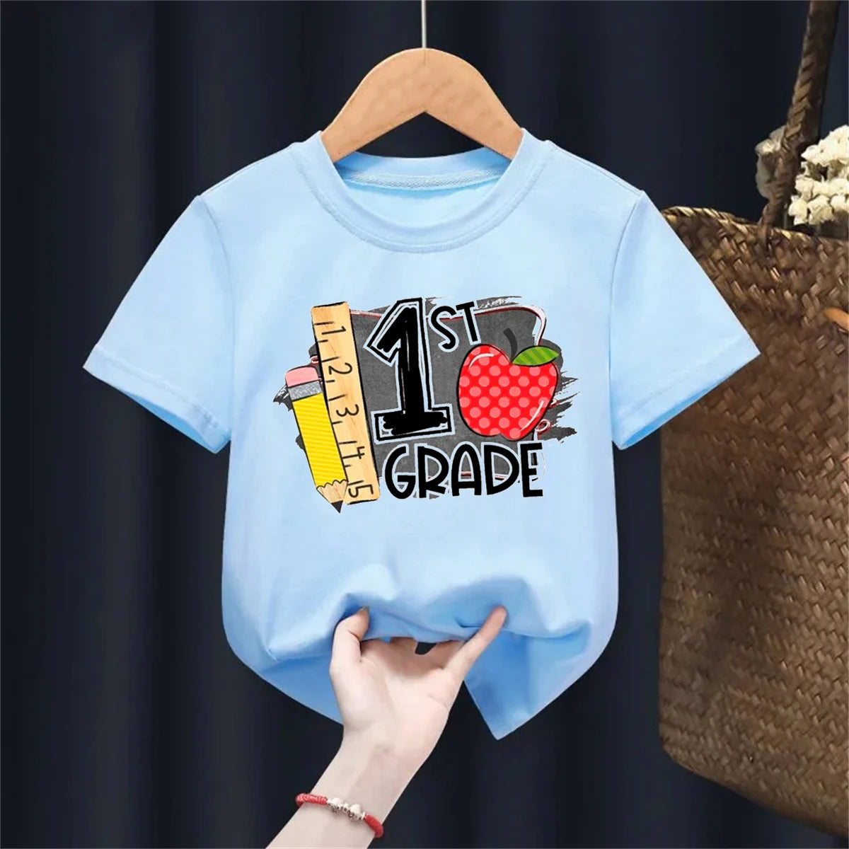 2024 Hello First Grade Kids T-Shirt Children Back To School Shirt Boy Girl Clothes First Day of School Shirts Kid 1st Grade Gift
