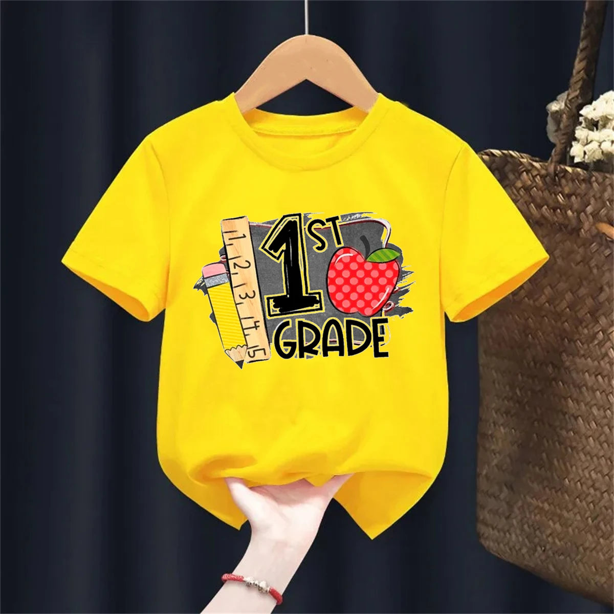 2024 Hello First Grade Kids T-Shirt Children Back To School Shirt Boy Girl Clothes First Day of School Shirts Kid 1st Grade Gift