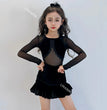 New Latin dance costumes for children, training clothes, grading competition performance, winter velvet lace dance dress