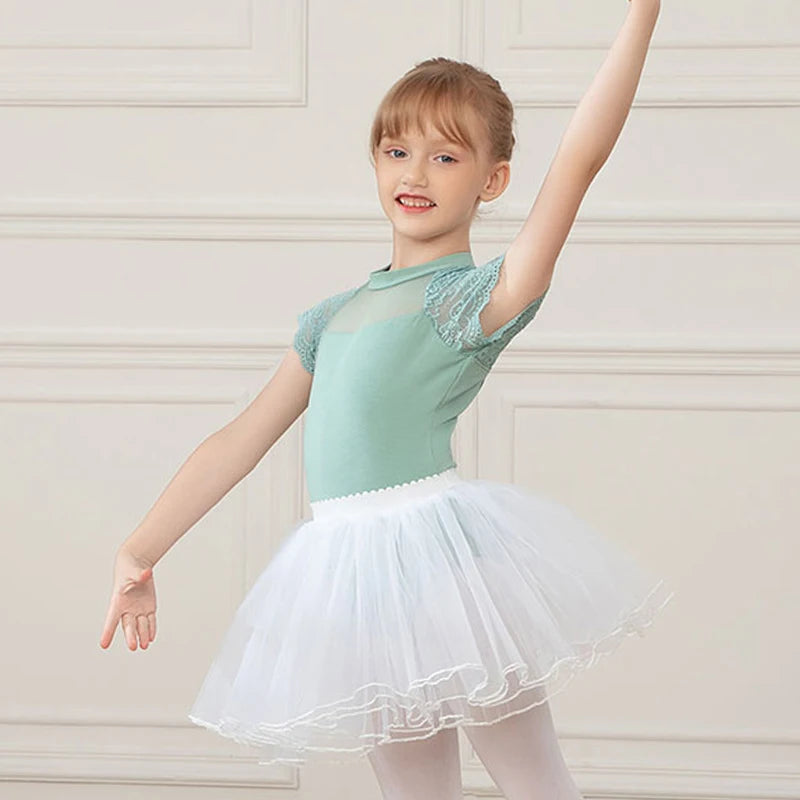 Girls dance clothes, children summer ballet practice clothes, lace patchwork dance practice/grading dance clothes body clothes