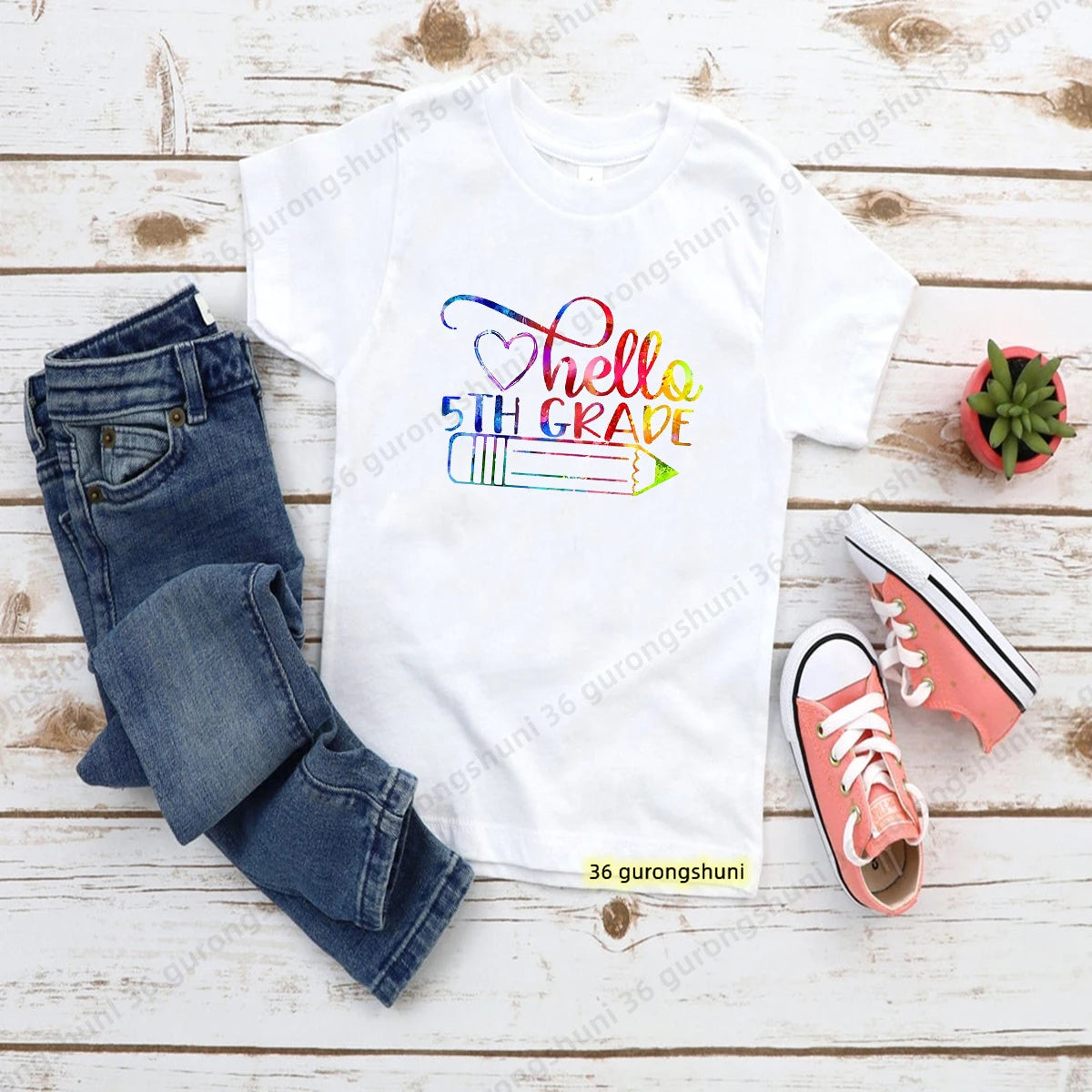 Hello 1-5th Grade School Uniform T Shirt Kindergarten Primary School T-Shirt Boys Girls T Shirt Kids Clothes Short Sleeve Tops