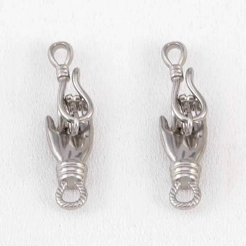 2pcs Stainless Steel Gold Plated Hand-Shape Boat Anchor S-shaped Connection Buckle for DIY Bracelet Clasps Jewelry Accessories
