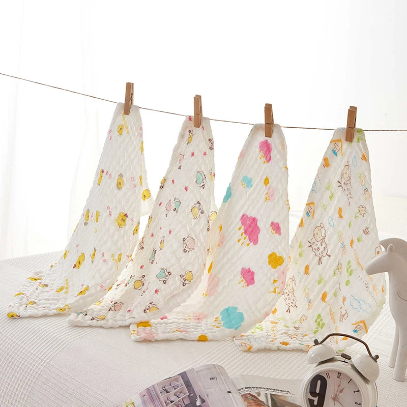 Grade A 100% Cotton 6-Layers Gauze Children Towel Wrinkled Yarn Baby Bib Burp Clothes 25*50cm*1pc Absorbent Kid Adult Hand Towel