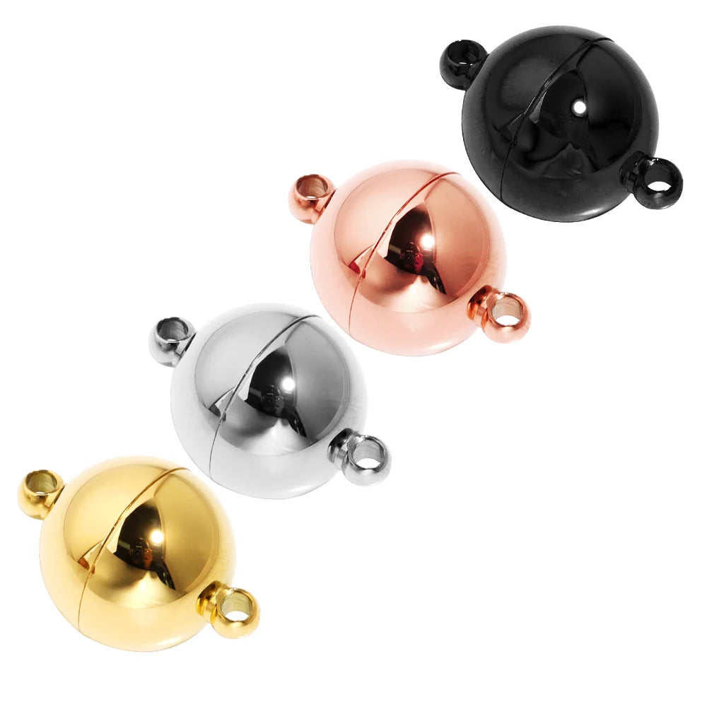 2pcs/lot Round Stainless Steel Magnetic Clasps For Leather Cord Bracelet Necklace Magnet End Clasp Connectors DIY Jewelry Making