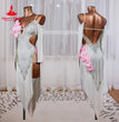 Latin Art Grade Examination Outfit Adult&Child Chacha Samba Rumba Jive Professional Perform Sling Dew Shoulder Clothes Customize