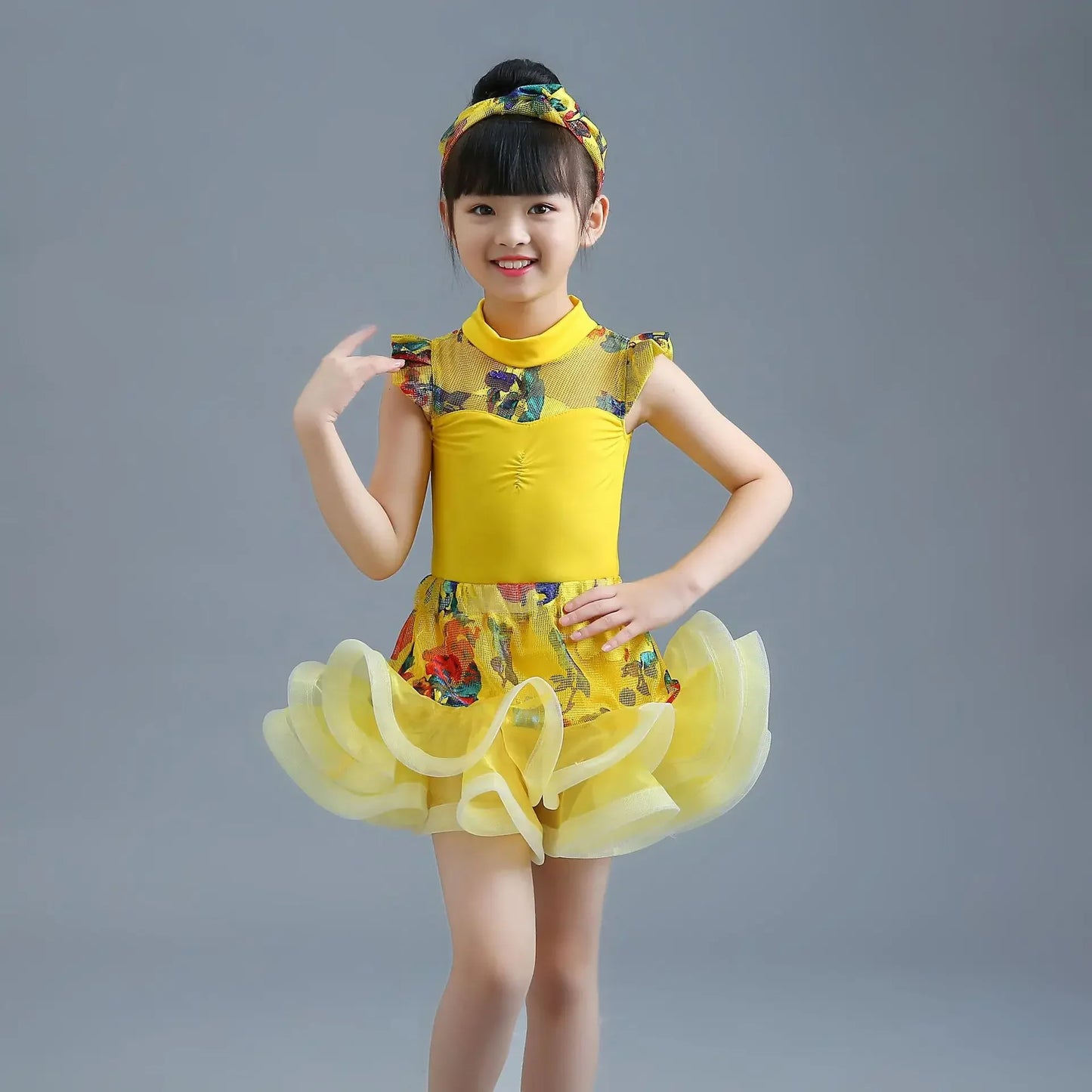 New Latin dress dance dress children short sleeve separate training clothes children's professional grade Latin dance costume