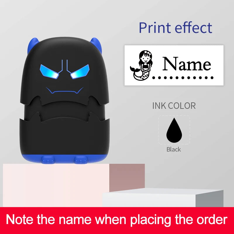 Custom Cartoon Baby Name Stamp Kit - Reusable for Cotton/Modal Clothes & School Bags, Non-Toxic Waterproof Ink Seal