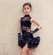 Kids Children Latin Dance Outfit Elegant High Grade Girls Autumn Winter Training Practice Dance Clothes Suit