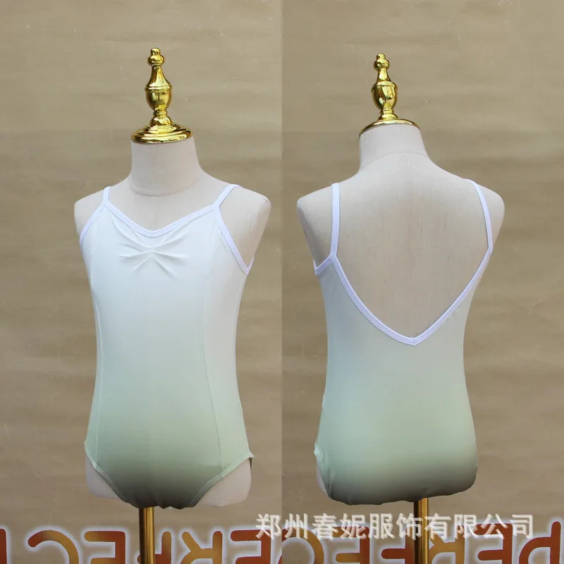 Children Dance Clothes Girls Gradient Summer Suspender Practice Clothes Art Test-grade Onesie Chinese Dance Body Clothes