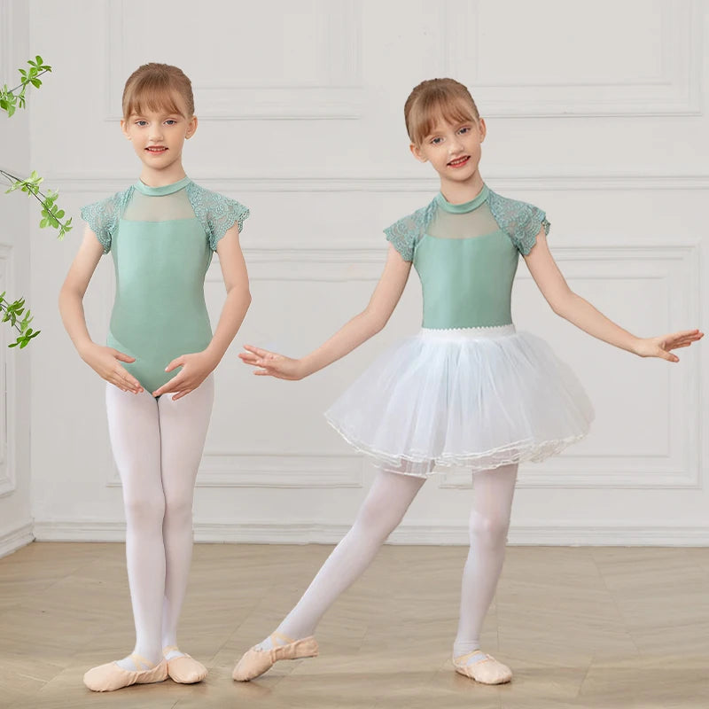 Girls dance clothes, children summer ballet practice clothes, lace patchwork dance practice/grading dance clothes body clothes