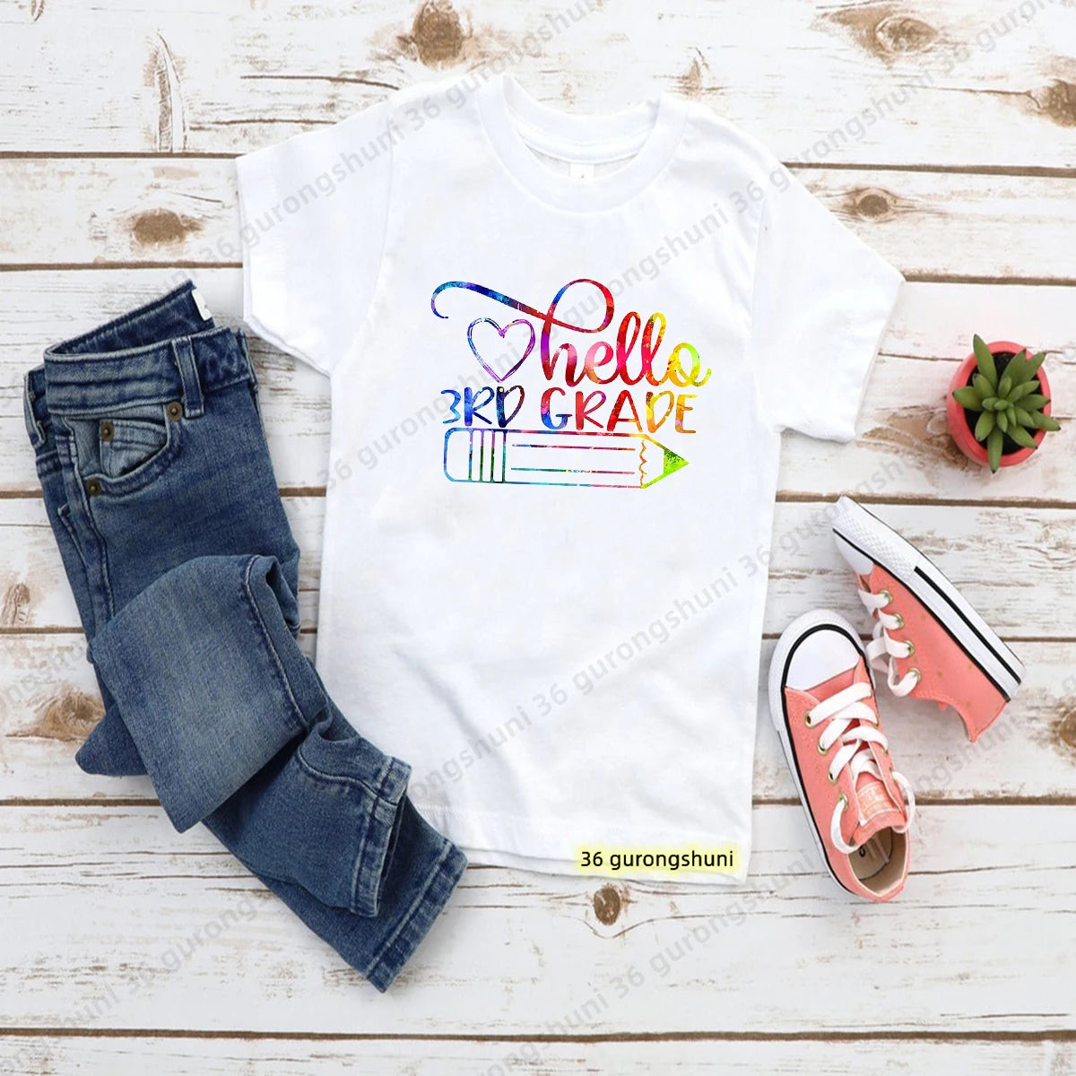 Hello 1-5th Grade School Uniform T Shirt Kindergarten Primary School T-Shirt Boys Girls T Shirt Kids Clothes Short Sleeve Tops