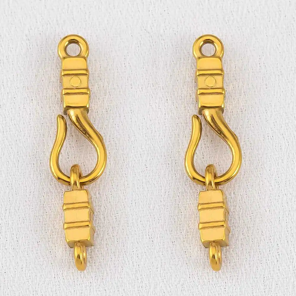 2pcs Stainless Steel Gold Plated Hand-Shape Boat Anchor S-shaped Connection Buckle for DIY Bracelet Clasps Jewelry Accessories
