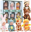 1/6 Pcs 4 Inch Mini Reborn Baby Dolls Toy Set Realistic Baby Doll with Cute Animal Clothes Gifts for Birthday Christmas Exquisit