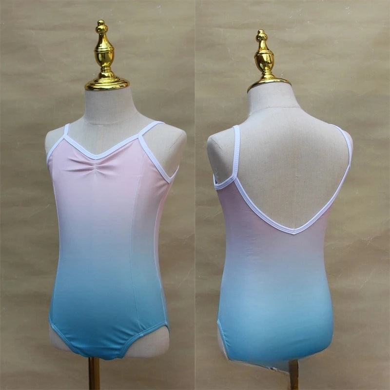 Children Dance Clothes Girls Gradient Summer Suspender Practice Clothes Art Test-grade Onesie Chinese Dance Body Clothes