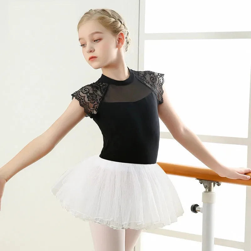 Girls dance clothes, children summer ballet practice clothes, lace patchwork dance practice/grading dance clothes body clothes