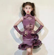 Kids Children Latin Dance Outfit Elegant High Grade Girls Autumn Winter Training Practice Dance Clothes Suit
