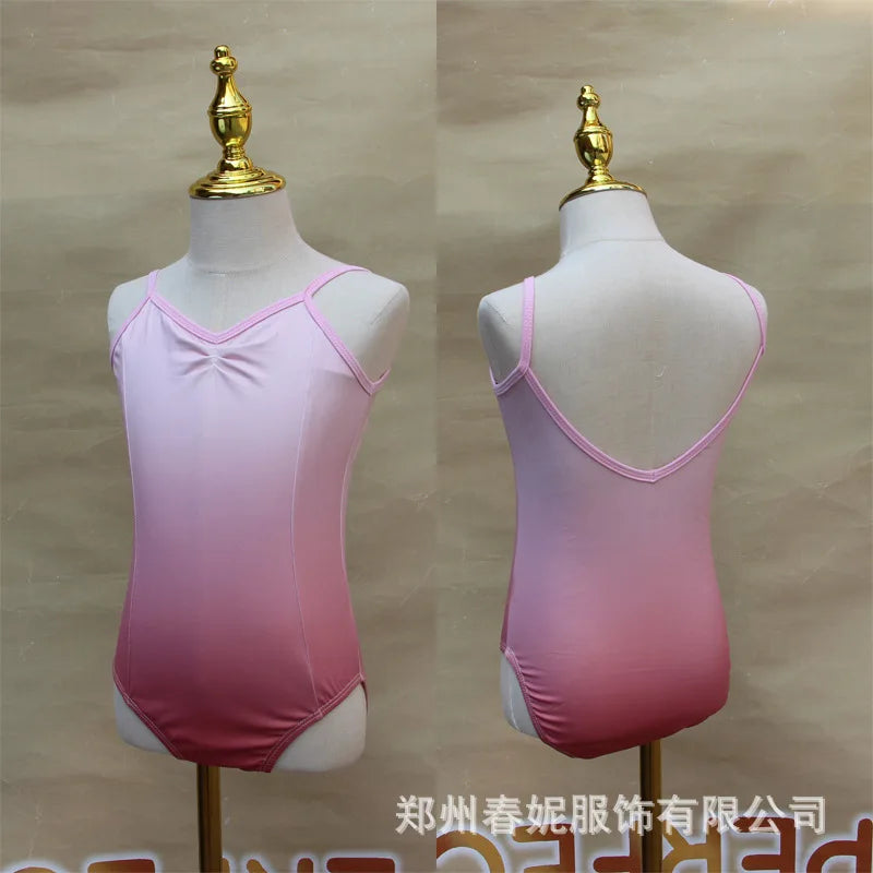 Children Dance Clothes Girls Gradient Summer Suspender Practice Clothes Art Test-grade Onesie Chinese Dance Body Clothes