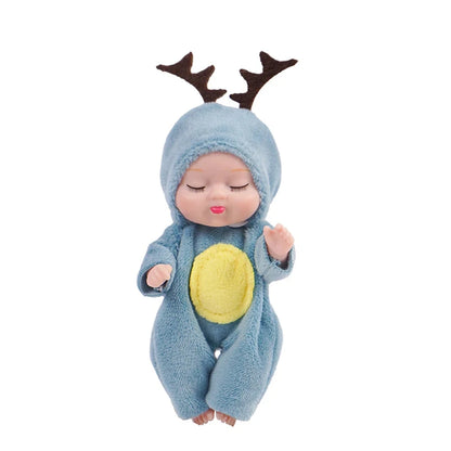 1/6 Pcs 4 Inch Mini Reborn Baby Dolls Toy Set Realistic Baby Doll with Cute Animal Clothes Gifts for Birthday Christmas Exquisit