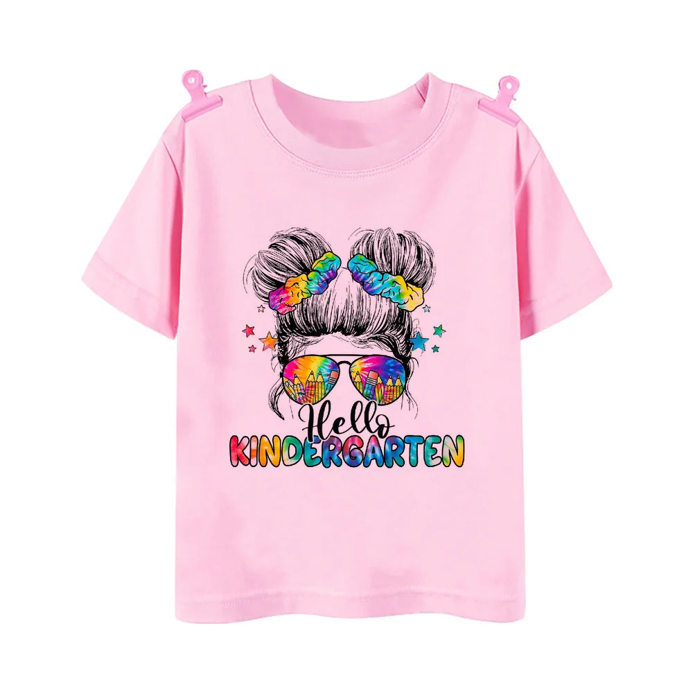 Hello 2nd Grade Printed Girls T-shirt Tops 1-5 Grade Kindergarten Child Back To School Outfit  T Shirt Girl Summer Tees Clothes