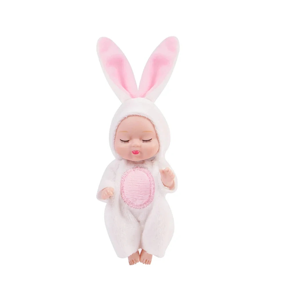 1/6 Pcs 4 Inch Mini Reborn Baby Dolls Toy Set Realistic Baby Doll with Cute Animal Clothes Gifts for Birthday Christmas Exquisit