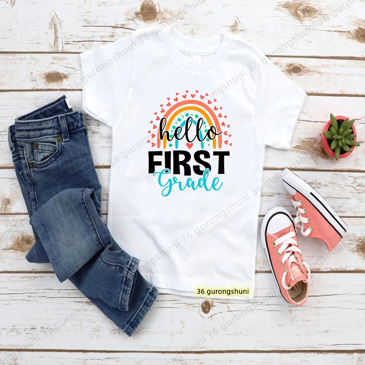 Hello 1-5th Grade School Uniform T Shirt Kindergarten Primary School T-Shirt Boys Girls T Shirt Kids Clothes Short Sleeve Tops